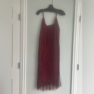 W by Worth maroon fringe dress, Size 10